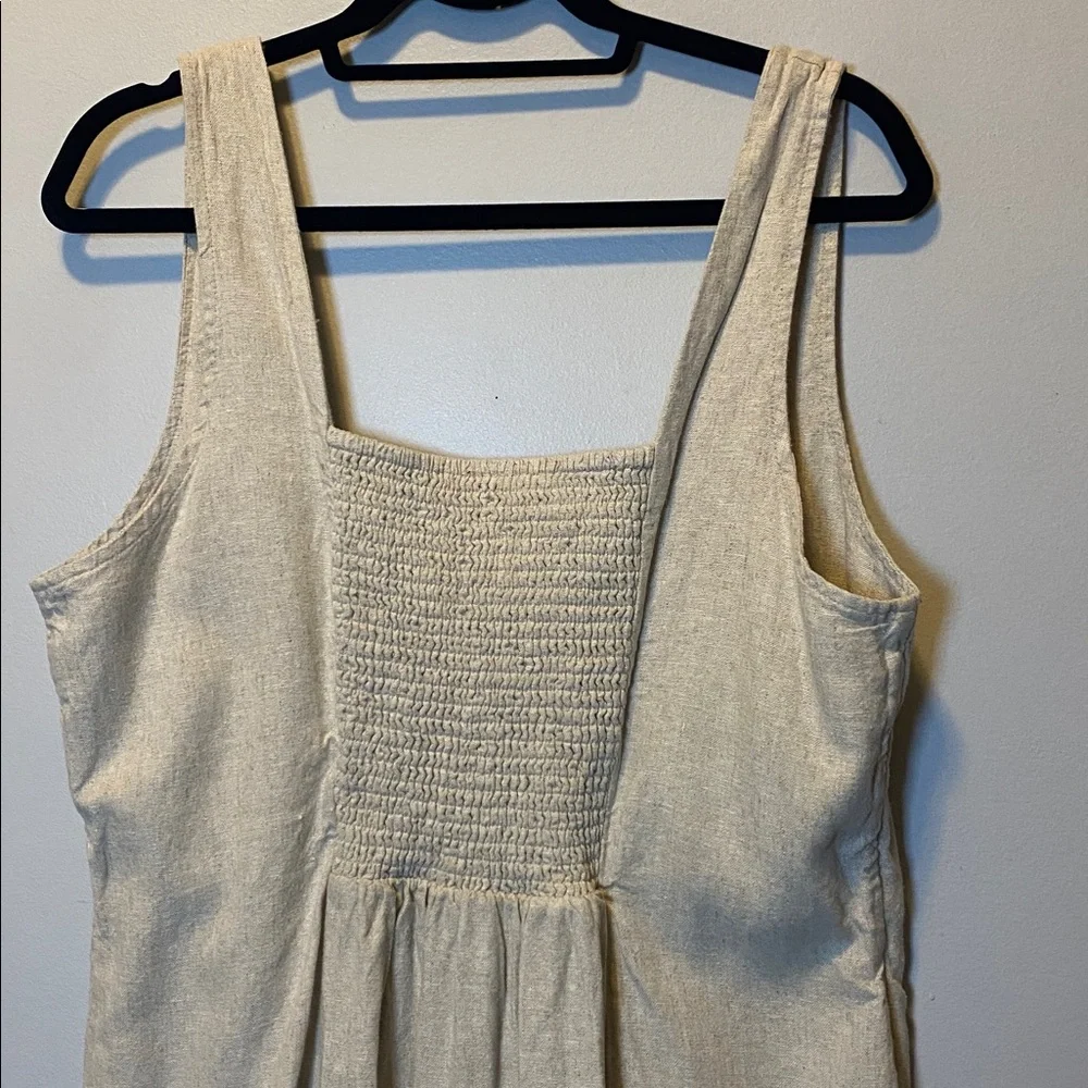 Old Navy Sleeveless Linen Blend Mini Dress Women’s XL Neutral Tan Square Neck - Picture 11 of 13